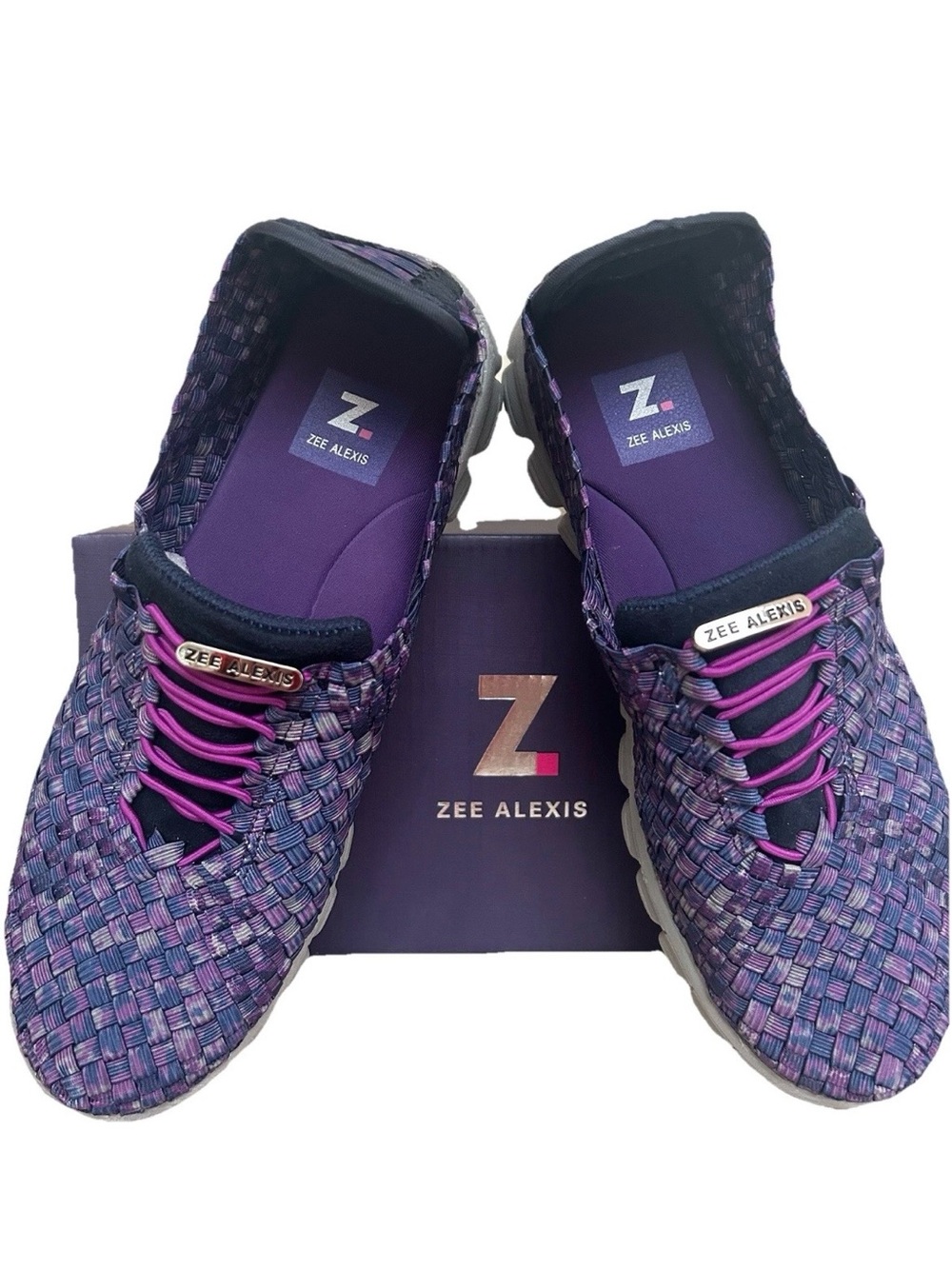 Zee Alexis Purple Woven Stretch Lace Slip-On Sneakers